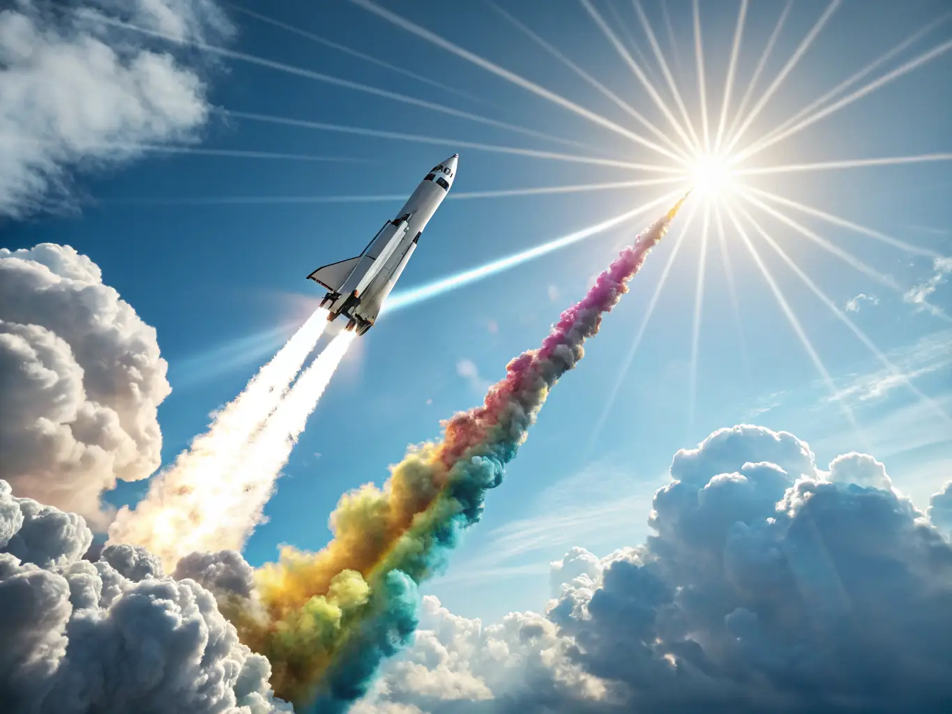 A digital illustration of a rocket launching upwards, symbolizing academic success and the boost students receive from physics tutoring.